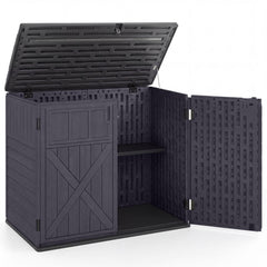 20 Cu.Ft Horizontal Resin Storage Shed with Adjustable Shelf-Brown