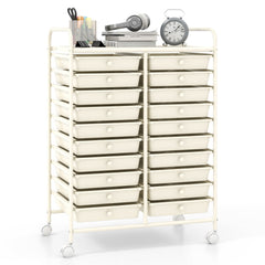 20 Drawers Rolling Storage Cart Studio Organizer-Beige