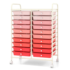 20 Drawers Rolling Storage Cart Studio Organizer-Gradient Pink