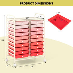 20 Drawers Rolling Storage Cart Studio Organizer-Gradient Pink
