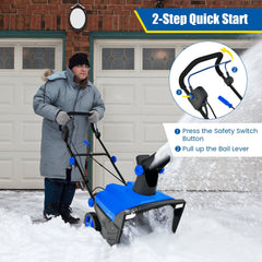 20 Inch 120V 15Amp Electric Snow Thrower, with 180° Rotatable Chute-Blue