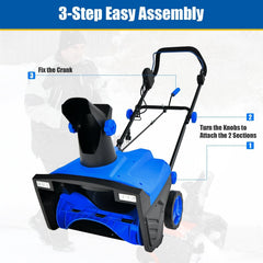 20 Inch 120V 15Amp Electric Snow Thrower, with 180° Rotatable Chute-Blue