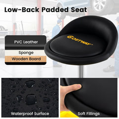 20 Inch-25 Inch Height Adjustable Rolling Garage Stool with Tool Tray Storage-Yellow