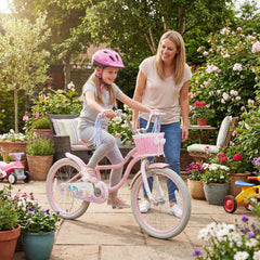 20 Inch Girls Bike with Basket, Streamers and Kickstand, Mermaid Theme, Pink