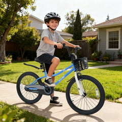20 Inch Kids Bike with Kickstand, Basket and Mudguards, Navy