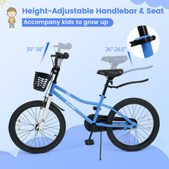 20 Inch Kids Bike with Kickstand, Basket and Mudguards, Navy