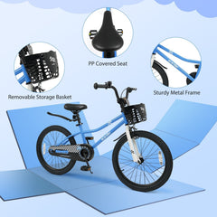 20 Inch Kids Bike with Kickstand, Basket and Mudguards, Navy