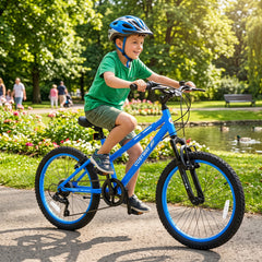 20 Inch Kids Mountain Bike with Shimano 7 Speed and Suspension Fork, Blue