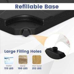 20 Inch Patio Offset Water Filled Plate Umbrella Base Sand-Black