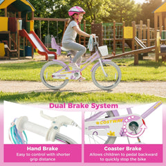 20 Inch Girls Bike with Doll Seat, Basket and Kickstand, Purple