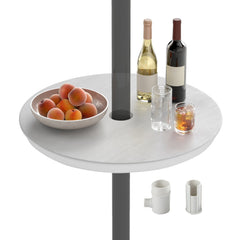 20 Inch Outdoor Adjustable Umbrella Table for 2 Sizes Patio Umbrella Pole-White