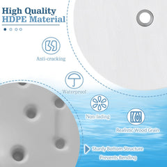 20 Inch Outdoor Adjustable Umbrella Table for 2 Sizes Patio Umbrella Pole-White