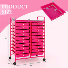 20 Removable Drawers Rolling Storage Cart Studio Organizer-Pink