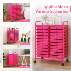 20 Removable Drawers Rolling Storage Cart Studio Organizer-Pink