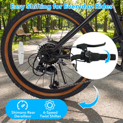 20 Inch LED Lit Cycling Bike with Speakers and Shimano 6 Speed, Black