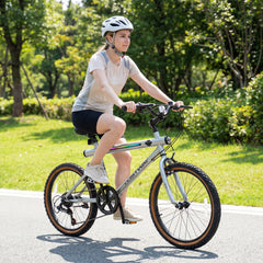 20 Inch LED Lit Cycling Bike with Speakers and Shimano 6 Speed, Silver