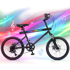20 Inch LED Lit Commuter Bicycle with Disc Brakes and Stereo Speakers, Black