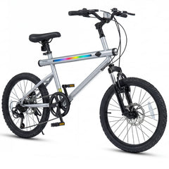 20 Inch LED Lit Commuter Bicycle with Disc Brakes and Stereo Speakers, Silver