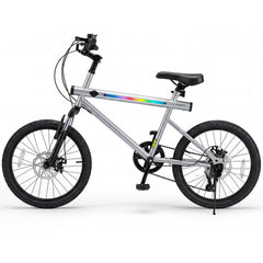 20 Inch LED Lit Commuter Bicycle with Disc Brakes and Stereo Speakers, Silver