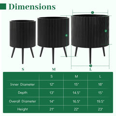 20 Inch Plant Pot with Stand and Tapered Legs for Garden