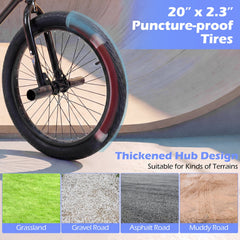 20 Inch Trick Bicycle with 270 Degree Handlebar and 4 Pegs, Black