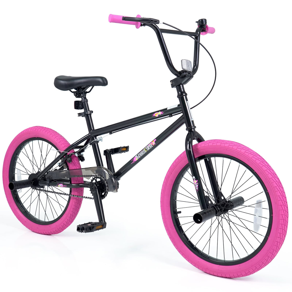 20 Inch Trick Bicycle with 270 Degree Handlebar and 4 Pegs, Pink