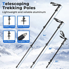 21” Snowshoes with Trekking Poles-Black