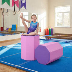 22.5 inches x 26 inches Octagon Tumbling Mat with Zippered Cover and Thick Foam Filling-Pink