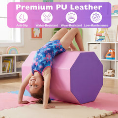 22.5 inches x 26 inches Octagon Tumbling Mat with Zippered Cover and Thick Foam Filling-Pink