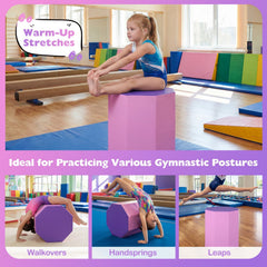 22.5 inches x 26 inches Octagon Tumbling Mat with Zippered Cover and Thick Foam Filling-Pink