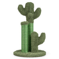 22 Inch Cactus Cat Scratching Post with Natural Sisal Rope and Dangling Ball, Green