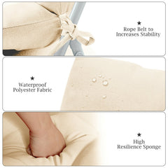 22 x 44 Inch Tufted Outdoor Patio Chair Seating Pad-Beige