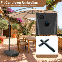 220 LBS Cantilever Patio Umbrella Base Stand with Wheels Fillable offset Umbrella Stand-Black