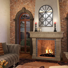 23 Inches x 34 Inches Arched Window Pane Mirror with Metal Frame for Living Room-Black