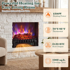 23 inches WiFi Fireplace Insert Lemonwood Set with App and Remote-Black
