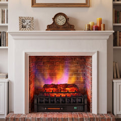 23 inches WiFi Fireplace Insert Pinewood Set with App and Remote-Black