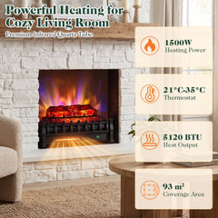 23 inches WiFi Fireplace Insert Pinewood Set with App and Remote-Black