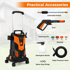 2300 PSI 1.8 GPM Electric High Pressure Power Washer-Orange