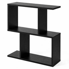 S Shape Geometric Bookshelf, 3 Tier Open Display Shelf, Black