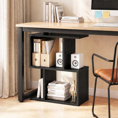 S Shape Geometric Bookshelf, 3 Tier Open Display Shelf, Black