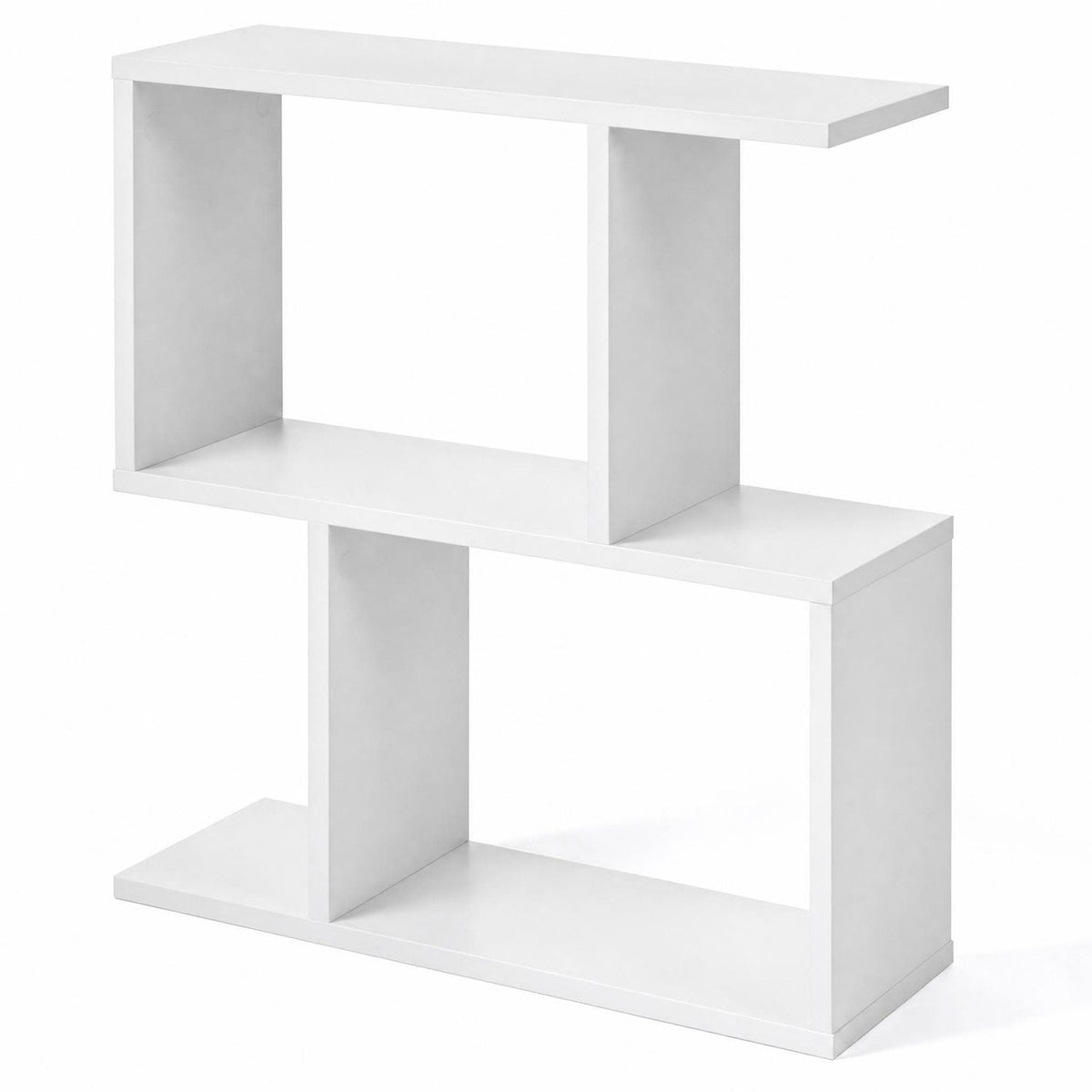 24 Inch 3 Tier Geometric Bookshelf and Side Table, White