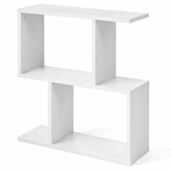 24 Inch 3 Tier Geometric Bookshelf and Side Table, White