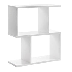 24 Inch 3 Tier Geometric Bookshelf and Side Table, White