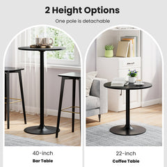 24 Inch Modern Style Round Cocktail Table with Metal Base and MDF Top-1 piece