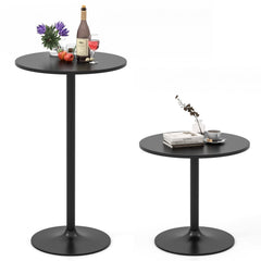 24 Inch Modern Round Cocktail Table with Metal Base and MDF Top-Set of 2