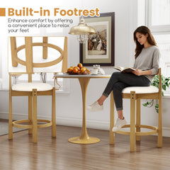 Set of 4 Teddy Velvet Counter Stools with Shell Back and Oak Frame, 24 Inch Seat Height