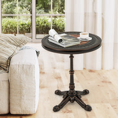 24 inches Round Patio Dining Table Weather-resistant Cast Aluminum Table-Bronze
