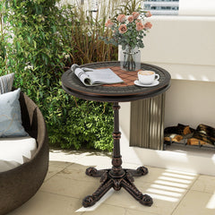 24 inches Round Patio Dining Table Weather-resistant Cast Aluminum Table-Bronze