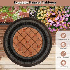 24 inches Round Patio Dining Table Weather-resistant Cast Aluminum Table-Bronze