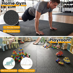 24Tiles 1/2 inches Puzzle Exercise Floor Mats-Black